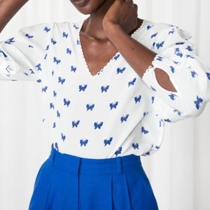 Butterfly Print Silk Blouse. New with Tag